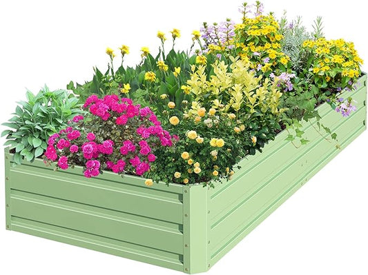 SnugNiture Galvanized Raised Garden Bed 8x4x1FT Outdoor Large Metal Planter Box Steel Kit for Planting Vegetables, Flowers