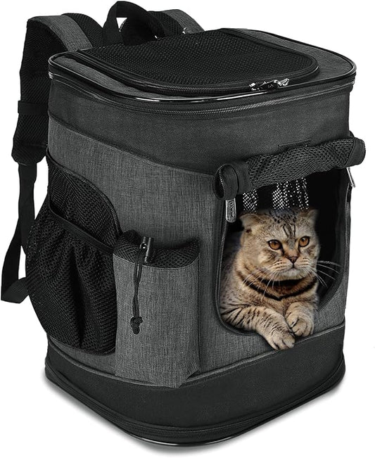 Kritter Planet Pet Carrier Backpack for Cats Dogs, Breathable Pet Backpack with 4 Mesh Window, Portable Pet Carrier for Camping