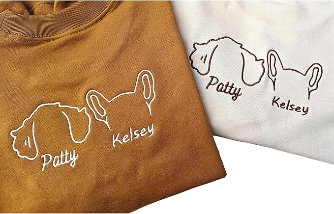 GODMERCH Customized Pet Embroidered Sweatshirt, Custom Dog Face Embroidered Sweatshirt, Dog Mom Sweater