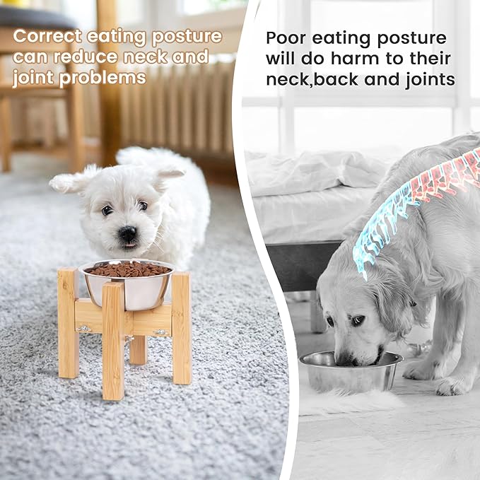 Elevated Dog Bowl Stand,Adjustable Dog Food Stand for 6”-8” Bowls,Single Dog Bowl Holder 7” Tall for Cats and Small Dogs
