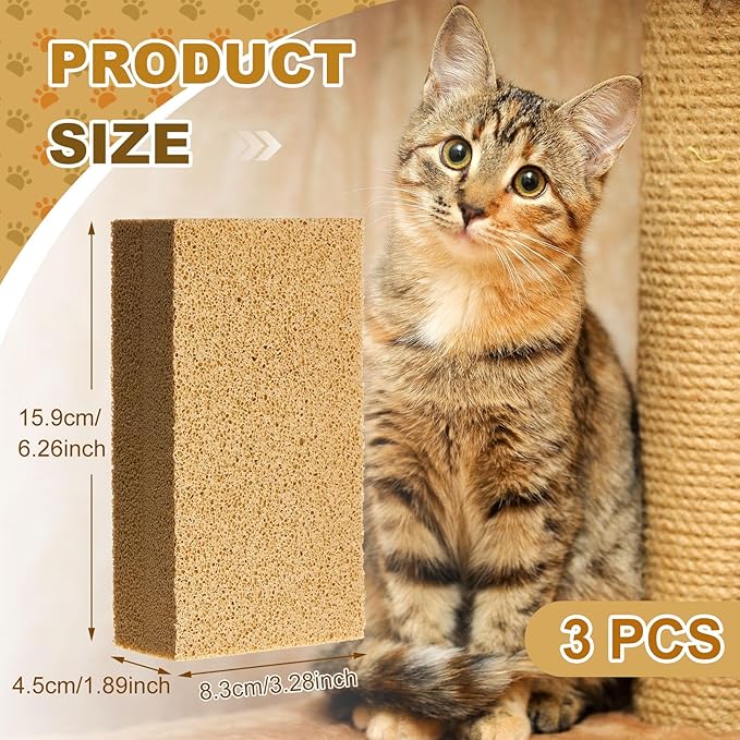 3 Pack Pet Hair Remover Sponge Cat and Dog Hair Sponge Rubber Pet Fur Lifter Removal Tool, Remove from Furniture, Carpet, Bedding, Clothing, 6.26 x 3.28 x 1.89 Inch
