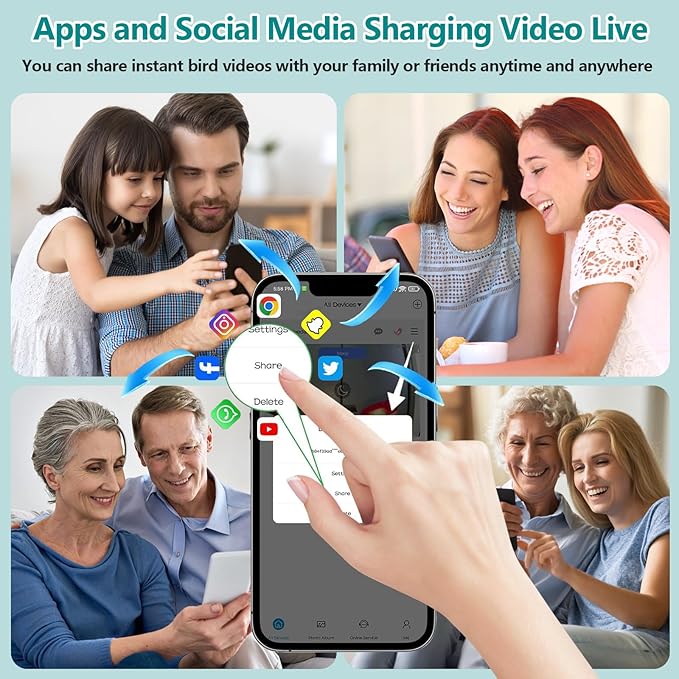 Smart Bird Feeder with Camera Solar Powered AI Identification 10,000+ Bird 2K UHD Video Live Instant Arrival Alerts and Real-Time Motion Detection Weatherproof Bamboo for Outdoor Birds Lovers