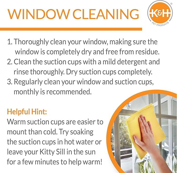 K&H Pet Products EZ Mount Cat Window Perch Kitty Sill Scratcher Cradle, Sturdy Window Perch for Large Cats, Steel Frame Scratcher Hammock with Strong Suction Cups for Glass - 20 X 11in Cardboard