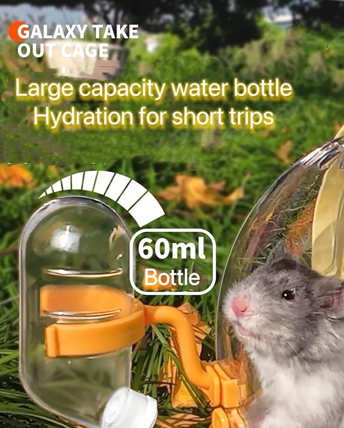 TUTU&LELE Small Animal Carrier, Travel Carry-Out Cage with Warm Plush Pads and Water Bottle can be Carried Both by Hand and Crossbody, Suitable for Dwarf Hamsters, Mice, Hamsters (Yellow)