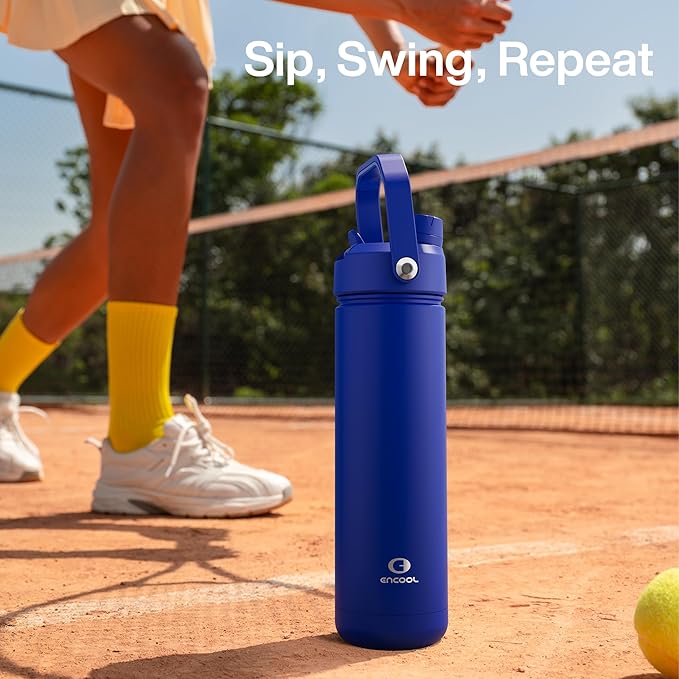 Insulated Water Bottle with Straw Stainless Steel Water Bottle, Leak-Proof, BPA-Free, Double Wall Vacuum Keeps Cold for 24 Hours for Sports, Travel, School (32 oz, Royal Blue)