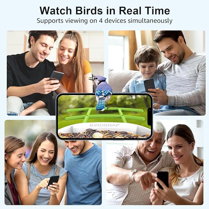 birdsnap® PAV- Smart Bird Feeder with Camera Solar Powered, 64GB Card & 2K HD Record Video Bird Camera Live with 5 DIY Add-ons, AI Identify Auto Capture, Ideal Gift for Birds Lover