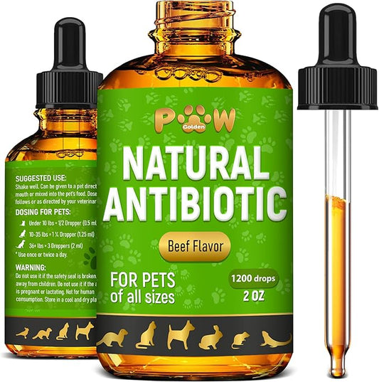Antibiotics for Dogs | Antibiotics for Cats | Herbal Supplement for Digestion, Breathing, Urination | for Infections, Cough, Allergies | Beef Flavor & Cranberry | for All Pet Breeds | 2 Oz
