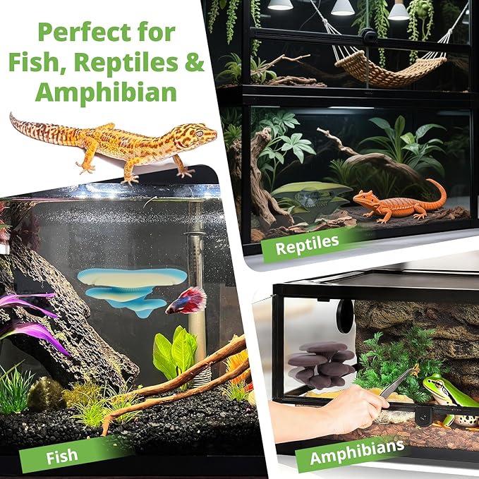 Mushroom Decor for Reptile Tank, Fish Tank, Pet-Safe Bearded Dragon Tank Accessories, Realistic Terrarium Plants for Leopard Geckos, Crested Geckos, Tree Frogs, Snakes (Almond, Cluster Cap)