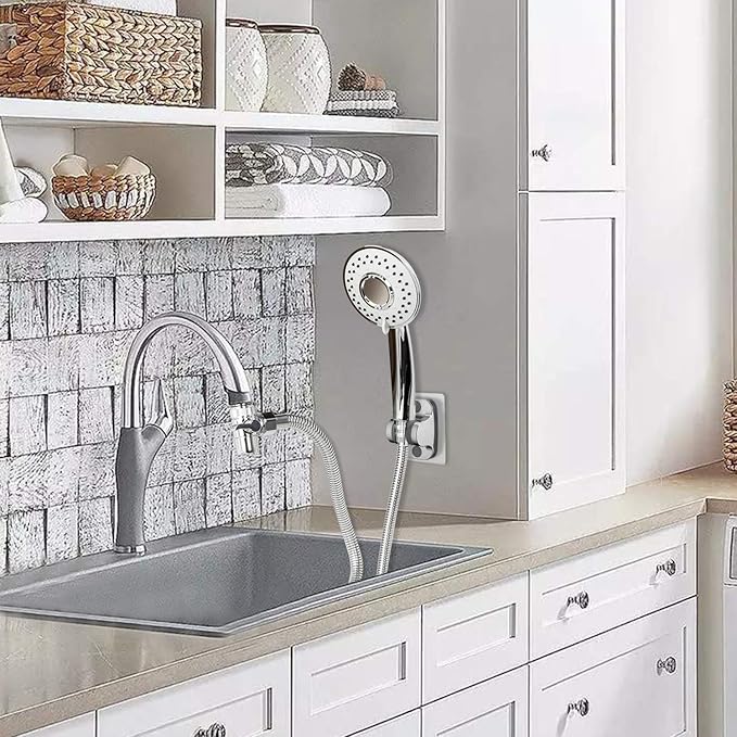 Sink Hose Shower Sprayer Attachment - Faucet Extension w/ 5 Adapters For Bathroom Bathtub, Kitchen Faucet, Utility Laundry Tub, Garden Hose Thread Spout For Delta, Moen, Kohler, American Standard