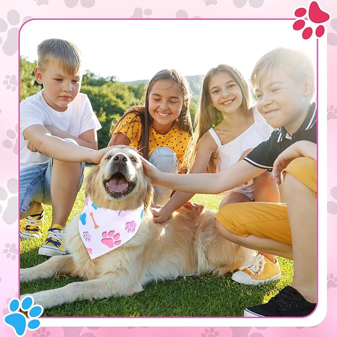 Abbylike 200 Pcs Paw Print Dog Bandanas Bulk Soft Triangle Scarves for Pets Party Costume Doggie Walking Photo Props Bibs for Pets Shops Grooming Groomers Adoption Events Halloween Party Gifts