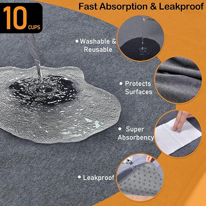 LOOBANI Non-Slip Washable Pee Pad for Dogs, 1 Pack Extra Large Reusable Dog Mat for Floor, Fast Absorbent Pet Whelping Pads, Puppy Playpen Mat for Incontinence, Housebreaking, Crate, 82x120in, Gray