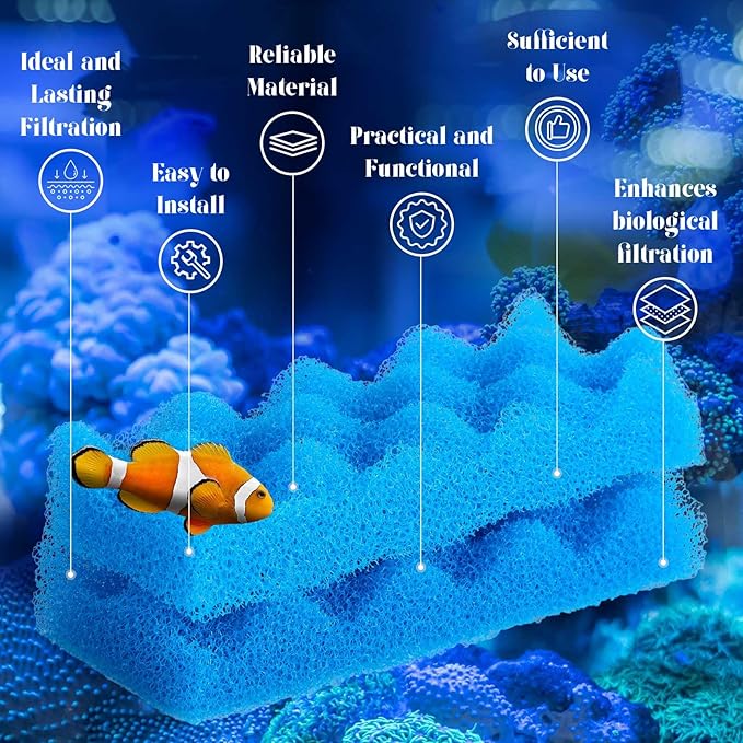 Maxcheck 10 Pack Compatible with 306/307 Blue Bio Sponge Value, Replacement Filter Media Sponge Pads for Aquarium
