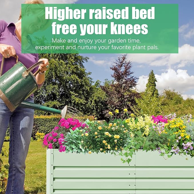 SnugNiture Galvanized Raised Garden Bed 8x4x1FT Outdoor Large Metal Planter Box Steel Kit for Planting Vegetables, Flowers