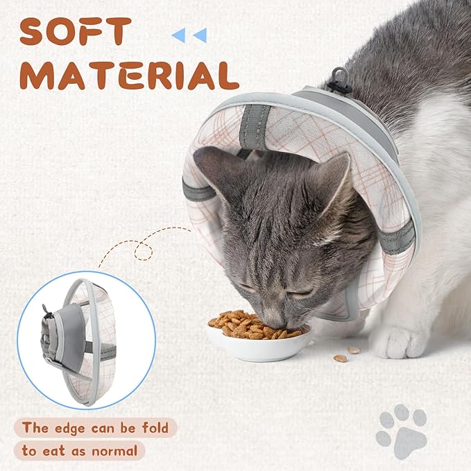Supet Soft Air Mesh Cat Recovery Cone - Adjustable, Breathable Neck Cone Alternative for Small Kittens, Lightweight, Anti-Scratch