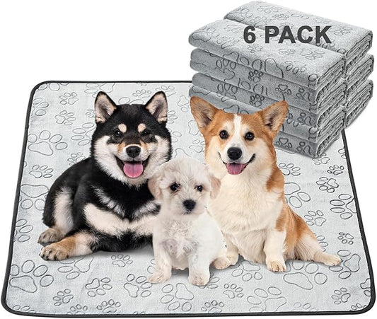 Qeils Reusable Puppy Pads, 6 Pack Washable Pee Pads for Dogs, Non Slip Wee Wee pad, Absorbent and Leakproof Training Mats for Potty, Crate, Playpen, Bed, Sofa, 34"x 36"