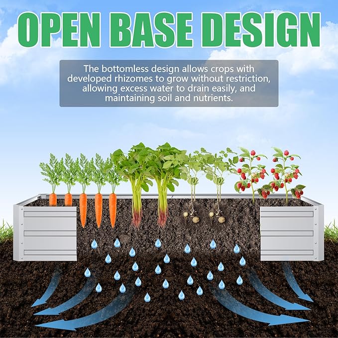 SnugNiture Galvanized Raised Garden Bed 8x4x1FT Outdoor Large Metal Planter Box Steel Kit for Planting Vegetables, Flowers