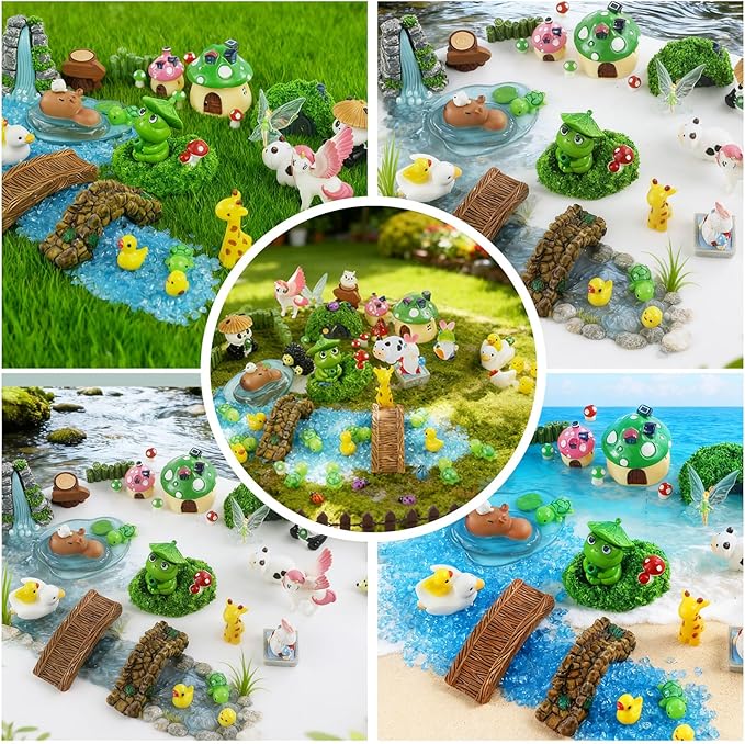 82 Pcs Fairy Garden Accessories Kit - Miniature Figurines, Resin Mushrooms, Elves, Animals, Bridges & Decor for DIY Terrarium, Dollhouse, Succulent Pots, Indoor/Outdoor Craft
