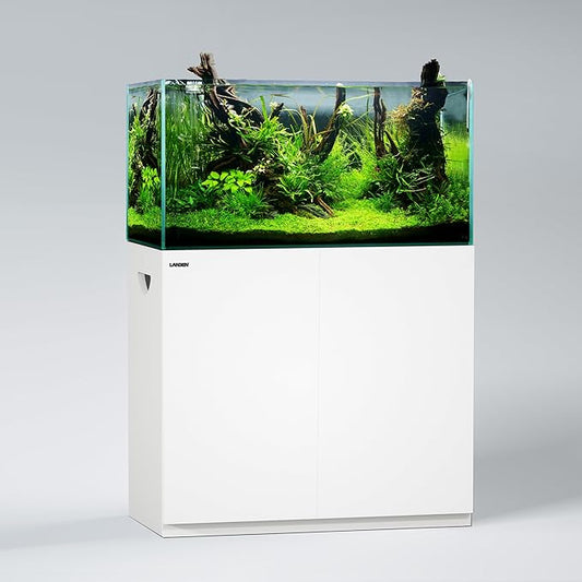 LANDEN Aquarium Stand and Cabinet, for up to 44Gal Tank, Fish Tank, Nano Foam Leveling Mat Included, Contemporary and Simple Design, Wooden Matte White Painted W35.5xD17.7xH31.49in (Stand Only)