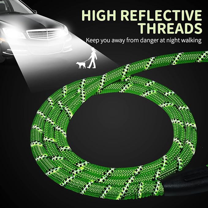 Long Dog Leash for Training 15Ft-Reflective Nylon Rope with Swivel Hook-Recall Agility Lead for Large Small Medium Dogs Outside Walking Hiking-Green Diam 1/2"