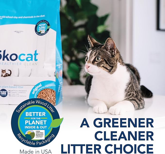 ökocat Original Wood Clumping Cat Litter, Unscented, 13.2 pounds - Natural Ingredients, Stops Odor, Clumps Solid, 99% Dust Free, Great for All Cats