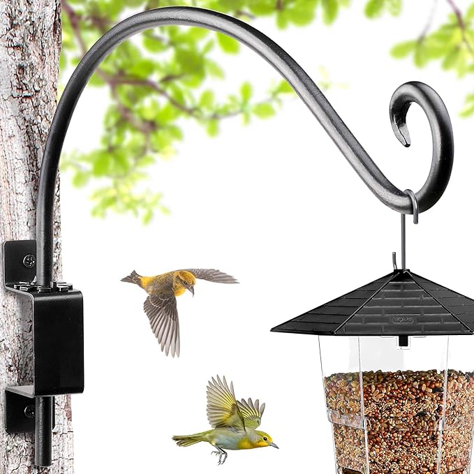 Swivel Bird Feeder Hanger Hook: Swivel Hanging Plant Bracket Outdoor - Wall Mount Hanging Hook for Bird Feeder 12-Inch
