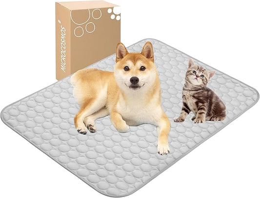 MICROCOSMOS Summer Cooling Mat & Sleeping Pad- Water Absorption Top, Materials Safe, Easy Carry, EZ Clean. Keep Cooling for Pets, Kids and Adults.(Grey, 40" x 28")