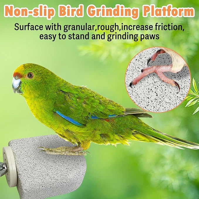 PINVNBY 4 PCS Bird Perch Stands Parrot Calcium Perch Beak Grinding Stone Foot Claws Trimmer Parakeet Platform Parrot Chewing Toys for Small Medium Cockatiel Conure Lovebird Finch