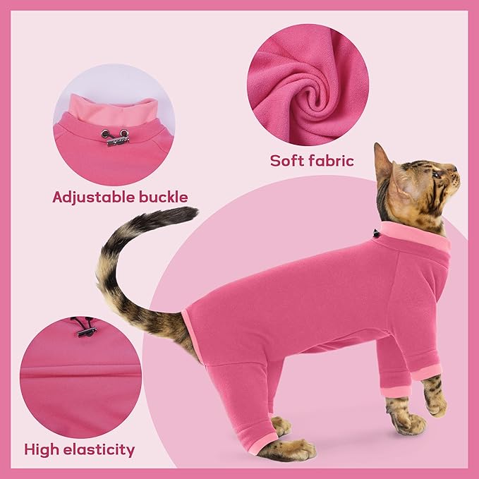 PUMYPOREITY Cat Hair Sticky Shirt – Breathable & Lightweight, Reduces Shedding Fur Pajamas, Prevents Licking Wounds After Surgery, Pink, L