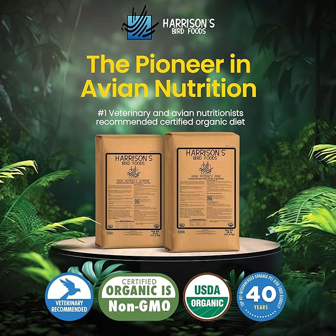 Harrison's Bird Foods High Potency Fine Certified Organic Non GMO Formula Bird Food 25lb