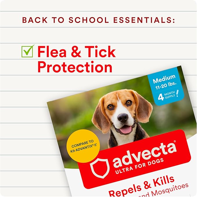 Ultra Flea and Tick Prevention for Dogs - Dog and Puppy Treatment and Control - Mosquito Repellent - Medium, Fast Acting Waterproof Topical Drops, 2 Month Supply