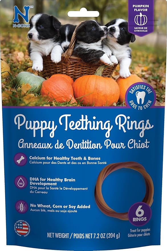 N-Bone Puppy Teething Ring Pumpkin Flavor 7.2 OZ/(6 Pack)