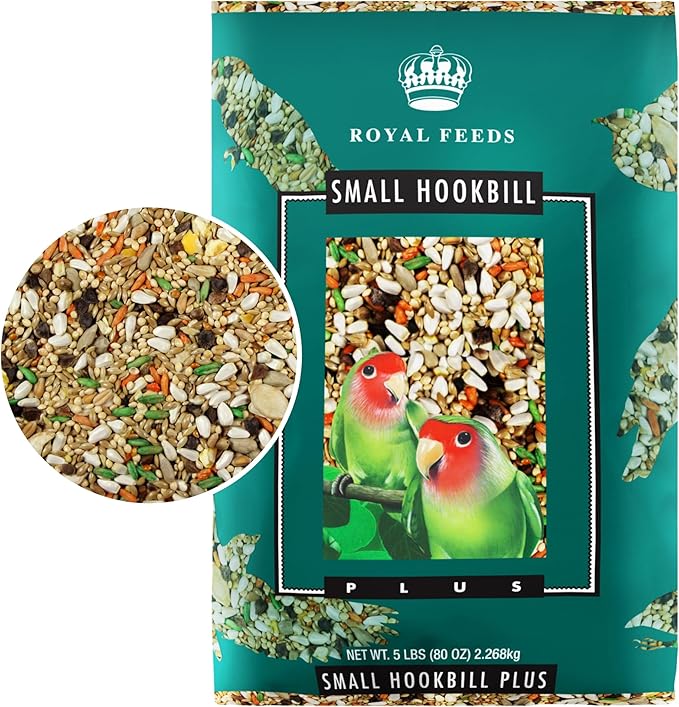 Small Hookbill Plus 5 Lbs, Bird Food for Small Hookbill, Premium Bird Seeds, Supports Growth Energy and Digestive Health, Nutrient-Rich Parrot Birdseeds with Vitamins & Minerals, Healthy Balanced Diet