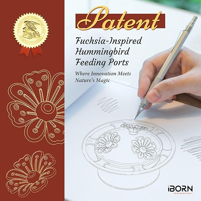 iBorn Handheld Hummingbird Feeders for Outdoors, Hummingbird Hand Feeder 3OZ Mini Bird Feeders for Outdoors,3 Bee Guard Feeding Ports, Silicone Flower, Red (Set of 1)