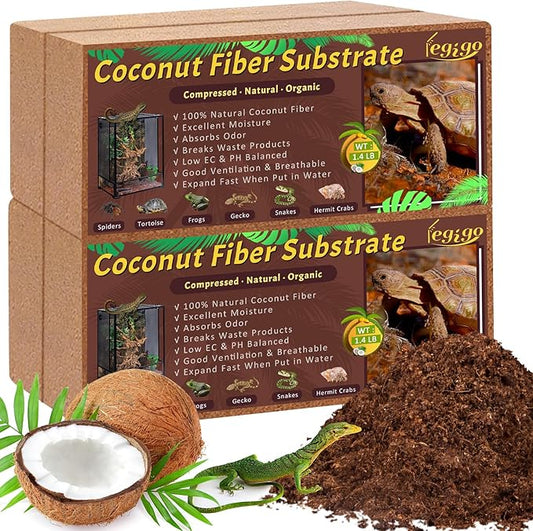 Legigo 4 Pack Compressed Coconut Fiber Substrate - 100% Organic Coconut Fiber Brick Bedding for Reptiles, Natural Coco Husk Substrate Terrarium Bedding for Snake, Hermit Crabs, Frogs, Tortoise, Gecko