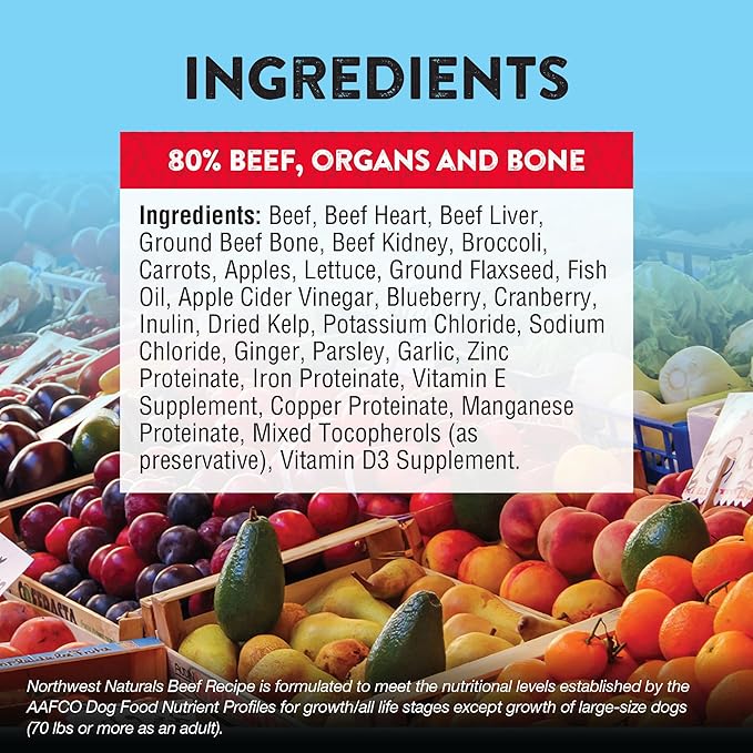 Northwest Naturals Freeze-Dried Beef Dog Food - Bite-Sized Pieces - Grain-Free, High-Protein, Raw Diet, Human-Grade, Limited Ingredients, All Natural, Nutrient-Dense, 12 Oz (Pack of 2)