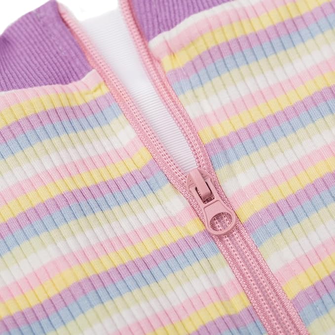 Striped Dog Recovery Suit Female Male For Small Medium Dogs,Dog Surgical Recovery Suite Bodysuit After Surgery Zipper On Back Puppy Cat Long Sleeve Onesies Bodysuit After Surgery Wound Protective