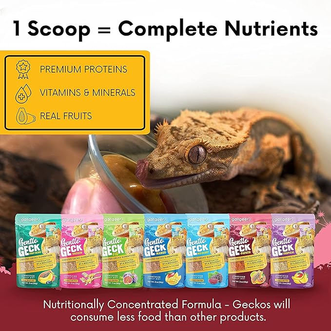 16oz Complete Crested Gecko Food Diet. Premium Ingredients Mix, Ready to Use Freshly Made Powder. Unique Superfood Formula, Developed & Made in The USA. Enjoy!