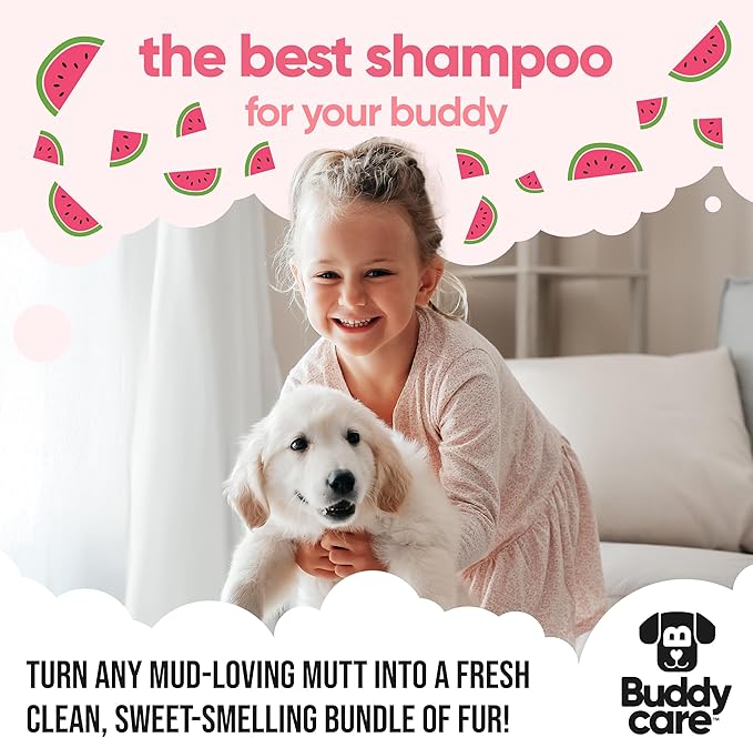 Watermelon Dog Shampoo by Buddycare | Dry Skin & Itchy Skin Relief for Smelly Dogs | Deep Cleansing Shampoo for Dogs Puppy Sensitive Skin | Dog Shampoo & Conditioner | with Aloe & Vitamin B5 (16.90oz)