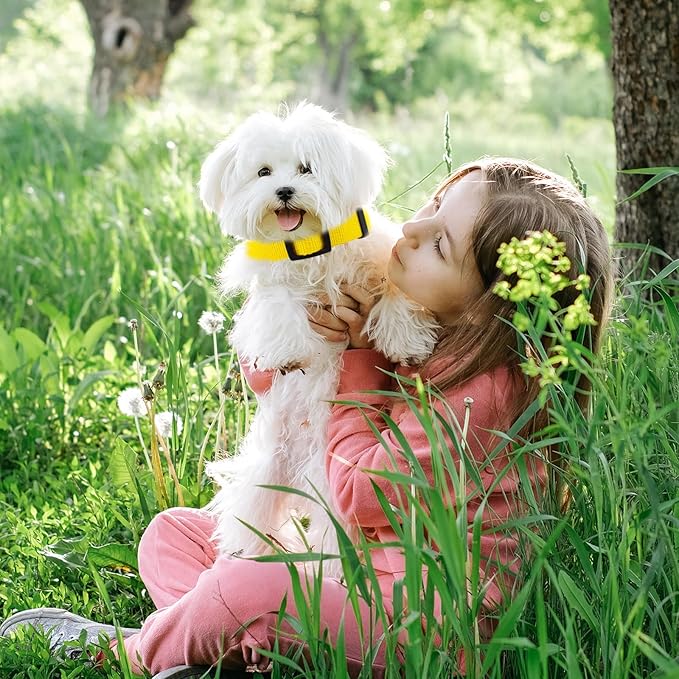 Yellow Dog Collar for Small Dogs, Breathable, Anti-Odor & Soft, Comfortable for Sensitive Skin Puppies, 90% Bamboo Rayon, Adjustable Quick-Release Buckle Pet Collar for Chihuahuas Frenchie