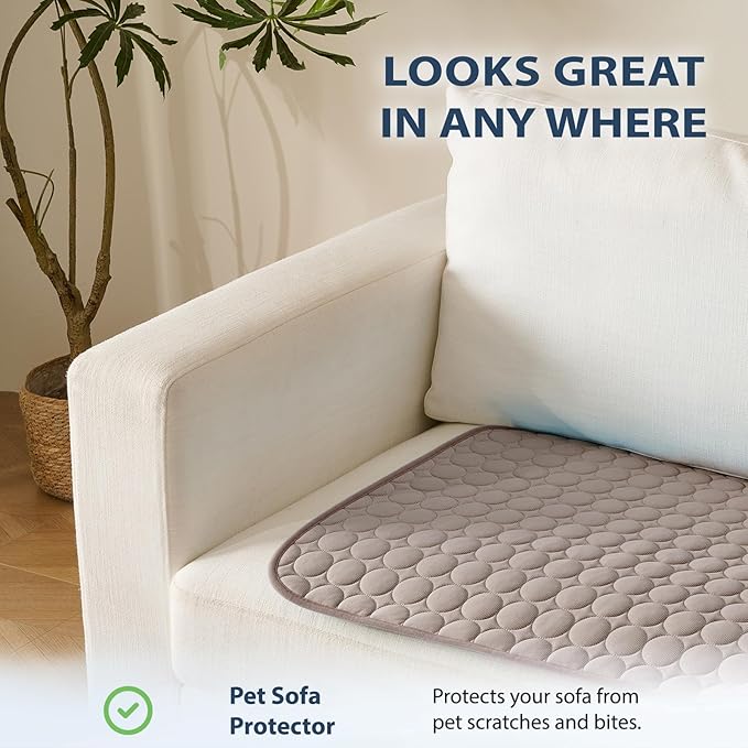 MICROCOSMOS Summer Cooling Mat & Sleeping Pad- Water Absorption Top, Materials Safe, Easy Carry, EZ Clean. Keep Cooling for Pets, Kids and Adults.(Brown, 59" x 40")