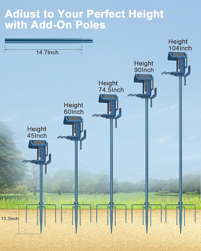 Bird Feeder Pole Stand – 104 Inch Height Feeding Station with 1-Inch Dia Heavy Duty for Hanging Feeders, Bird House Pole Mount Kit for Outdoor, Slip-Fit Connection, Blue