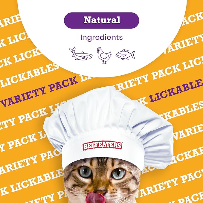 Beefeaters Cat Treats Lickable Puree 1.59oz (12-Pack) – Chicken, Grain-Free, Taurine-Enriched, Ideal for Training & Interactive Feeding