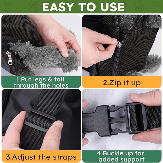 Pet Carrier Backpack, Hands-Free Adjustable Dog Front Carrier Legs Out & Easy-Fit Dog Backpack Carrier for Hiking Camping Traveling Cycling for Small Dogs and Rabbits (Medium, Purple)