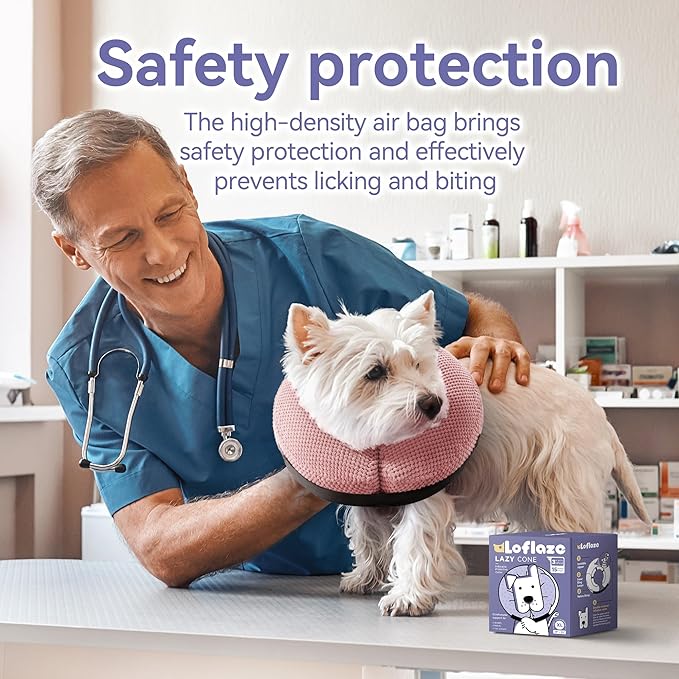 Soft Inflatable Dog Cone Collar for Small Medium Large Dogs - Neck Donut E Collar Alternative for Recovery After Surgery - Pink S