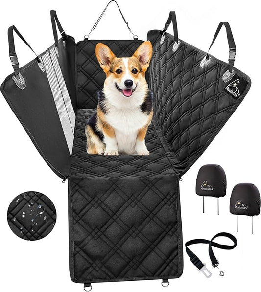 Meadowlark Dog Car Seat Cover with Mesh Window, Heavy Duty Pet Seat Cover for Back Seat, Extra Padded Non-Slip Dog Hammock, Water-Resistant Back Seat Protector for Cars Trucks and SUVs (64" W x 60" L)