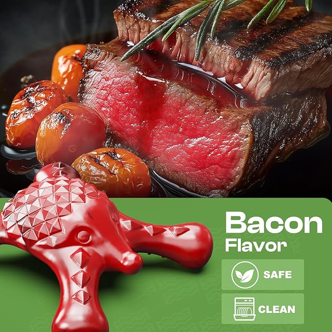 Indestructible Dog Chew Toy for Aggressive Chewers – Tough Nylon Bone for Small Dogs and Puppy Teething, Durable Chew for Super Chewers with Bacon Flavor