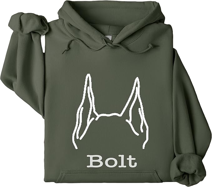 Custom Dog Mom Shirt for Women Pet Ears Sweatshirt with Name Unique Puppy Line Art Cute Dad Hoodie for DogDad Owner Lover