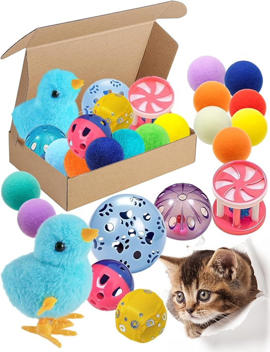 15-Pack Cat Toy Variety for Indoor Cats, Jumping for Joy (1.5'' - 3.7'', Cat Toys Mega Set)