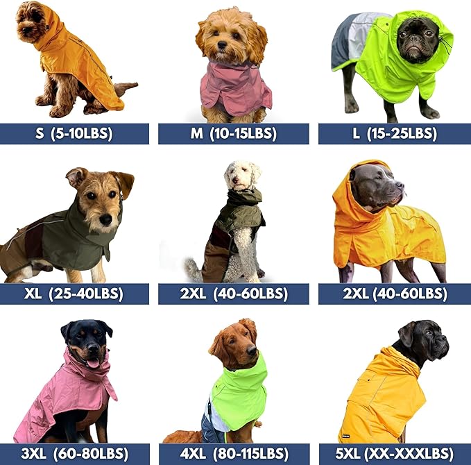 Spark Paws Dog Raincoat, Waterproof Windproof Rain Jacket, for Small Medium Large Extra Large Dogs, Reflective Breathable Full-Body Coverage Dry Suit - Pink Lilac Purple - 4XL