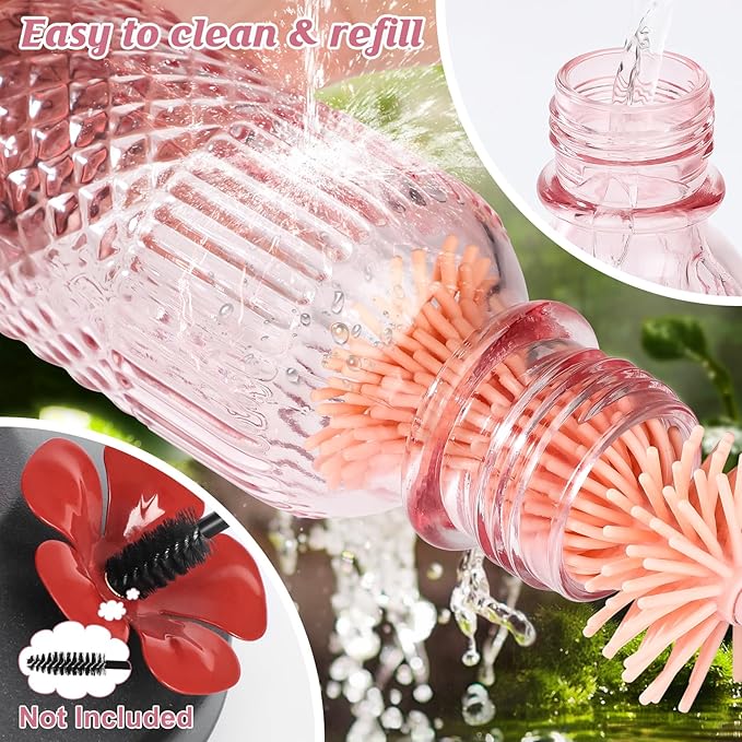 FEED GARDEN Glass Hummingbird Feeders for Outdoors, 16 OZ Pink Hummingbird Feeder with 4 Bee Guard Feeding Ports & Built-in Ant Moat, Humming Bird Feeder, Gifts for Women Mom,1 Pack